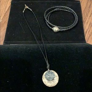 Silpada Leather & Sterling Necklace & Bracelet